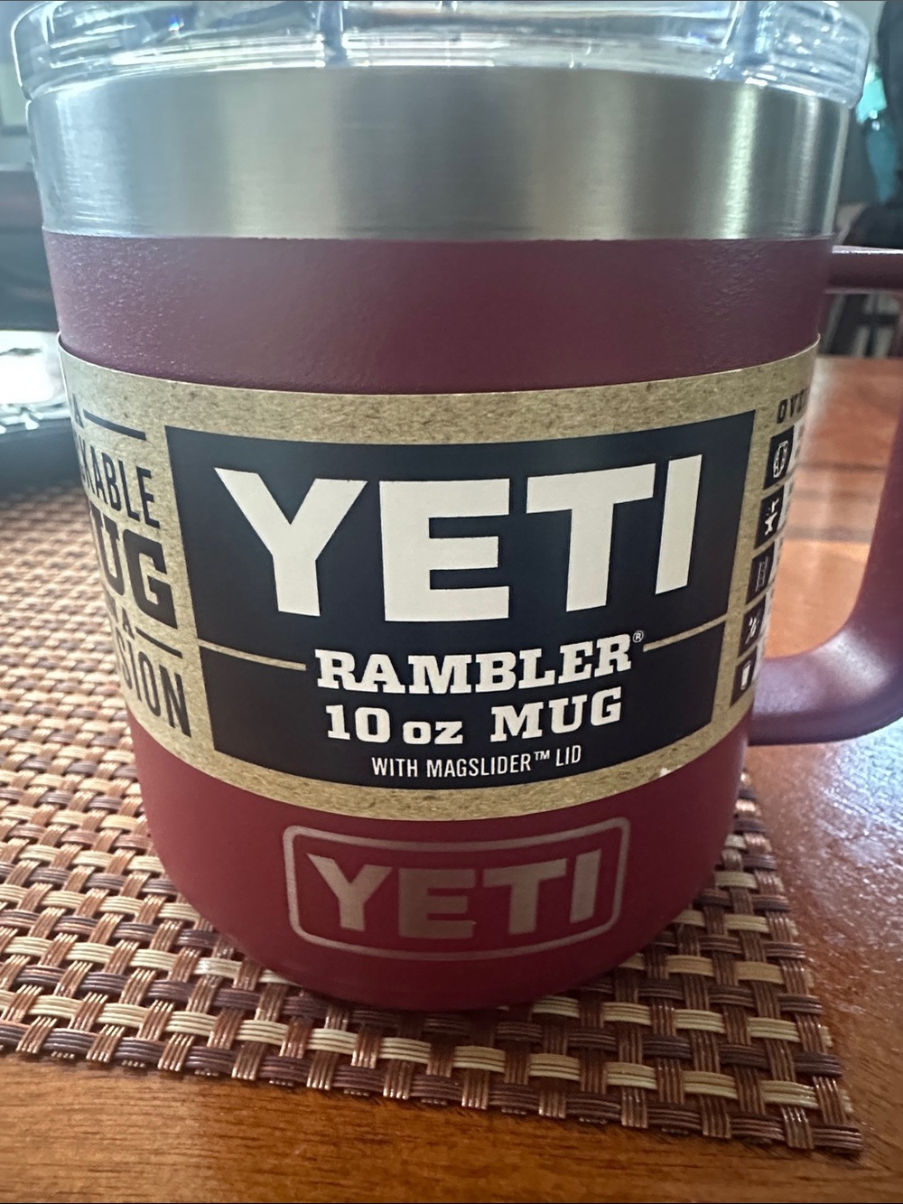 Yeti Rambler 10 oz Mug in Burgundy with Handle